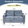 PexFix 2 Seat Comfortable Sectional Sofa with U-Shaped Spring Links and Solid Wood Frame Velvet Loveseat Couch for Living Room Bedroom Office Gray - 2 of 4