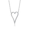 Guili White Gold Plated Necklace with Cubic Zirconia, showcasing an Elongated Open Heart Halo Pendant for a sophisticated and elegant look. - 3 of 3