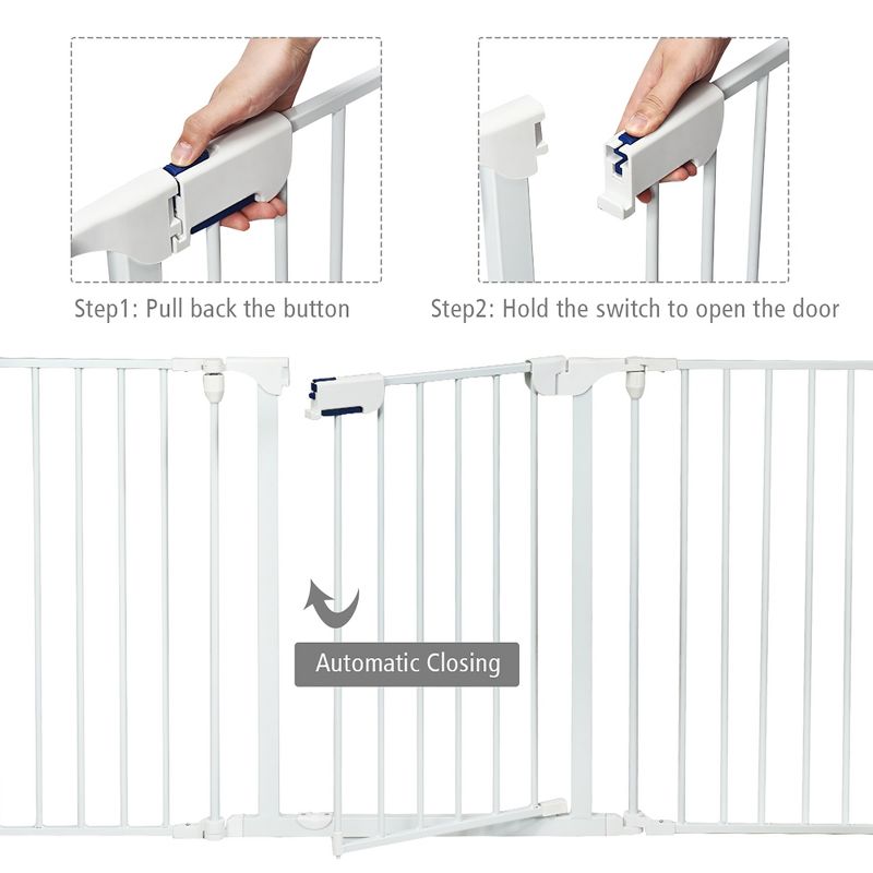 Costway Fireplace Fence Safety Fence Hearth Gate BBQ Metal Fire Gate Pet White, 4 of 11