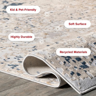 Light Grey Abstract Reversible Synthetic Area Rug 7x9