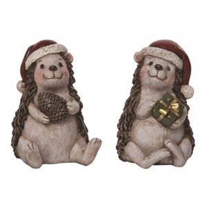 Transpac Resin Christmas Hedgehog Figurine Set of 2 Christmas Home Decorations - 1 of 1