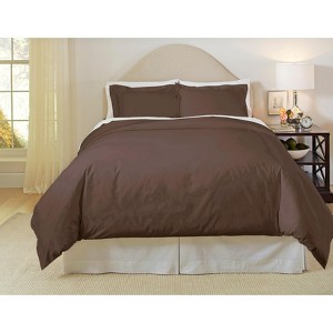 Pointehaven 500 Thread Count 100% Long Staple Cotton Solid Sateen Luxury Duvet Set - 1 of 3