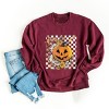 Carved Pumpkin Checkered Floral -  Womens Sweatshirt - 3 of 4