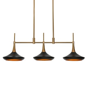 LNC Phapricornus Matte Black and Polished Gold Linear LED Kitchen Island Light - 1 of 4