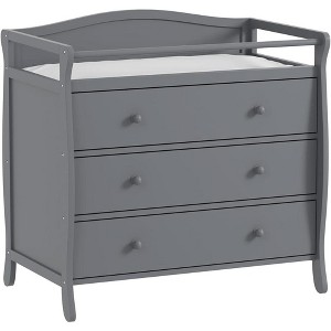 Baby Changing Table Dresser, Nursery Dresser Chest, Wood Diaper Changing Station, with Changing Table Top, Safety Rails, 3 Drawers - 1 of 4