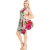 HAPPY BAY Womens Beachwear Summer Beach Swim Cover Up Wrap Skirt Swimsuit Bikini Sarong Wraps Pareo Coverups for Women One Size Pink Hibiscus, Green - 2 of 4