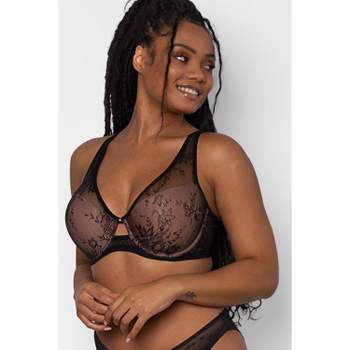 Smart & Sexy Sheer Mesh Demi Underwire Bra Black Hue W/ Ballet Fever  (smooth Lace) 36d : Target