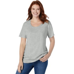Woman Within Perfect Short-Sleeve Scoopneck Tee - 1 of 4