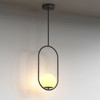 YANSUN 1-Light Modern Pendant Chandelier / Hanging Light with Frosted White Glass Globe, Black Metal Finish, Adjustable Rods, Track Ring Base - 4 of 4