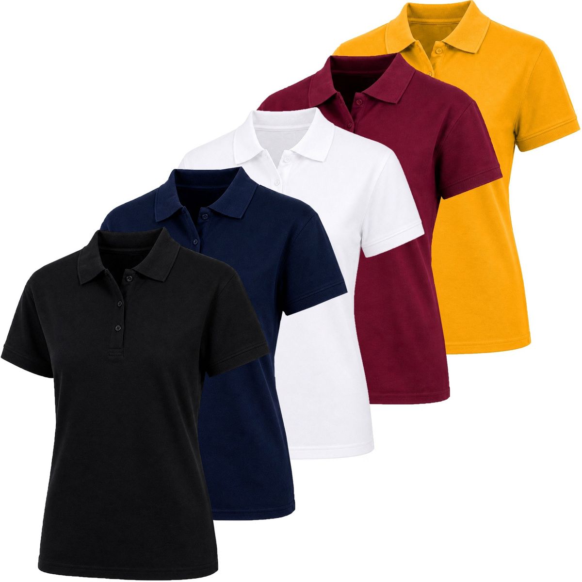 Galaxy by Harvic Junior's Short Sleeve School Uniform Pique Polo Shirt-5 Pack - thumbnail 9