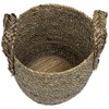 Northlight Set of 3 Dark Brown Round Seagrass Storage Baskets with Braided Handles 13.5" - 3 of 4