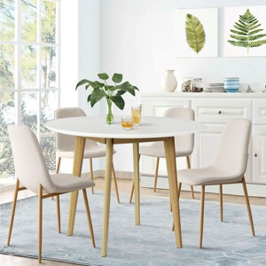 Norman+Oslo 5 Piece Small Round Table With Chairs,Home Kitchen Round Dining Table with Thick Tabletop and 4 Upholstered Armless Chairs-Maison Boucle - 1 of 4