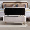 MAYEERTY Faux Fur Storage Ottoman Bench, Gold Legs Padded, Living Room Bedroom Entryway, Camel - 2 of 4