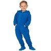 Footed Pajamas - Brilliant Blue Toddler Hoodie Fleece One Piece - 2 of 4