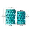 Syemin Patio Side Table Set of 2, Hollow Wrought Iron Patio Coffee Table, Living Room, Patio Decorative Side Table, Blue, 15" * 13.75" * 22.75" - 3 of 4