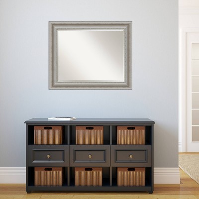 Parlor Silver Brushed 34x28 Bathroom Vanity Wall Mirror