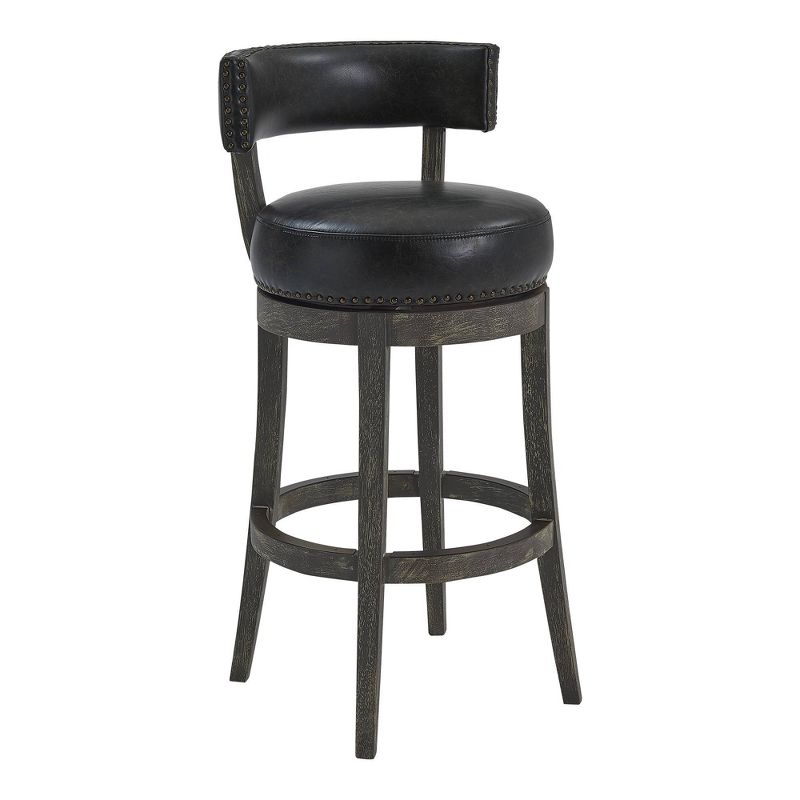 26&#34; Corbin Faux Leather Wood Swivel Counter Height Barstool Gray Onyx - Armen Living, 1 of 10