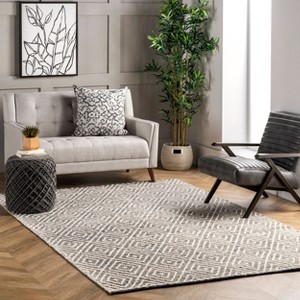 Nuloom Flora Handmade Textured Diamonds Wool Area Rug, 3' x 5', Gray - 1 of 4