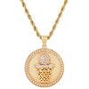 Steeltime 24" Men's stainless steel and simulated diamonds round basketball pendant. Color Options: Silver, Gold - 2 of 4
