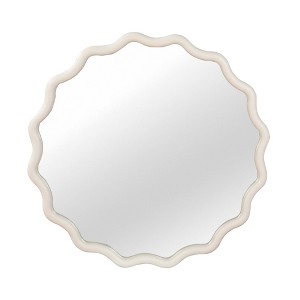 ChicFurnit Decorative Wall Mirror Round Solid Wood Frame for Bedroom Bathroom Living Room, White, 32.7"*32.7"*1.7" - 1 of 4