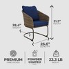 Four Seasons Courtyard Rockland Alloy Steel Frame Spring Recliner Motion Dining Chair Furniture Set with Navy Blue Olefin Cushions, Brown, Set of 2 - 2 of 4