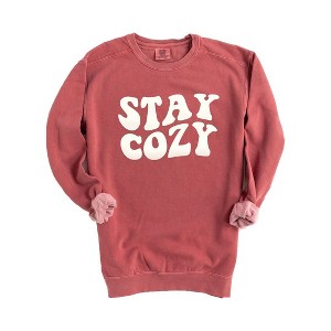 Simply Sage Market Women's  Garment Dyed Graphic Sweatshirt Stay Cozy Puff Print - 1 of 4