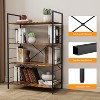 4 Tier Bookshelf, Large Bookcase with Steel Frame, Rustic Bookshelf Organization and Storage, Industrial Book Shelves for Home Office, Living Room - 3 of 4