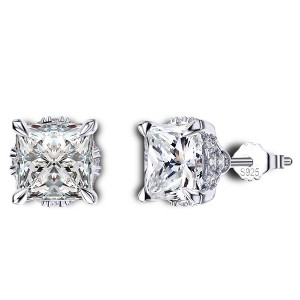 Princess Cut Stud Earrings for Women 4ct Simulated Diamond Sterling Silver Ginger Lyne - 1 of 4