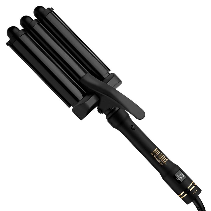 Hot Tools Pro Artist Black Gold Digital 3 Barrel Jumbo Hair Waver | Ultra Sleek Waves Instantly (1 in Barrels), 1 of 8