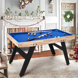 Whizmax 48" Wood Pool Table Portable Billiards Table for Kids and Adults Mini Pool Table Pool Game Table with 2 Cue Sticks 16 Balls Triangle Chalk - 1 of 4