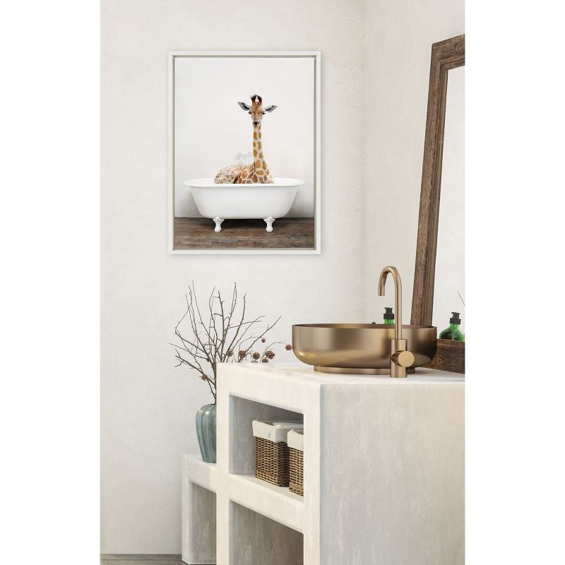 18&#34; x 24&#34; Sylvie Giraffe 2 in The Tub Color Framed Canvas by Amy Peterson White - Kate &#38; Laurel All Things Decor, 6 of 8