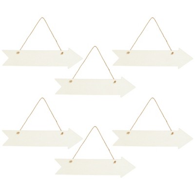 Juvale Unfinished Hanging Wood Arrow Plaque Directional Wall Sign (6 Pack) 13.5 x 3.5 Inches