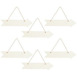 Juvale Unfinished Hanging Wood Arrow Plaque Directional Wall Sign (6 Pack) 13.5 x 3.5 Inches - 1 of 4