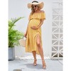 LXT- Women's Off Shoulder Split A Line Casual Maxi Dress - 4 of 4