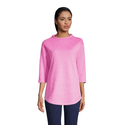 Lands' End Women's Serious Sweats 3/4 Sleeve Funnel Neck Top : Target