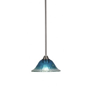 Toltec Lighting Paramount 1 - Light Pendant in  Brushed Nickel with 10" Teal Crystal Shade - 1 of 1