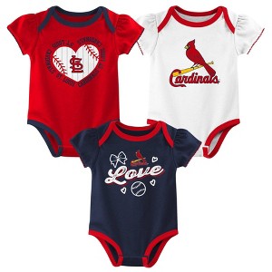 MLB St. Louis Cardinals Infant Girls' 3pk Bodysuit - 1 of 4