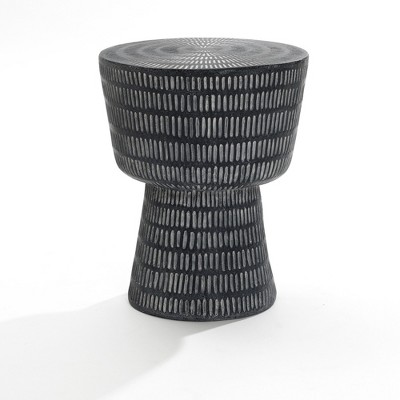 LuxenHome Outdoor Side Table, 15" Black Round Spiral Pattern End Table, Accent Side Table for Outdoor and Indoor,Coffee Tables for Patio