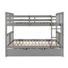 TiramisuBest Full over Full Bunk Bed with Twin Size Trundle and Ladder-Gray - 4 of 4