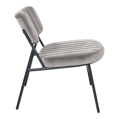 Elegant Fossil Grey Velvet Accent Chair with Metal Frame