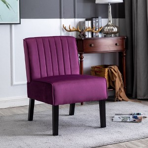 PAGED Mid Century Modern Accent Chairs Set of 2 Velvet Upholstery Living Room Chairs with Solid Wood Legs for Bedroom, Living Room - 1 of 4