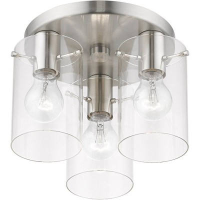 Munich Contemporary 3-Light Indoor/Outdoor Flush Mount in Brushed Nickel