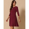 INSPIRE CHIC Women's Crew Neck 3/4 Sleeve Pleated Neck A-Line Above Knee Dress - 4 of 4