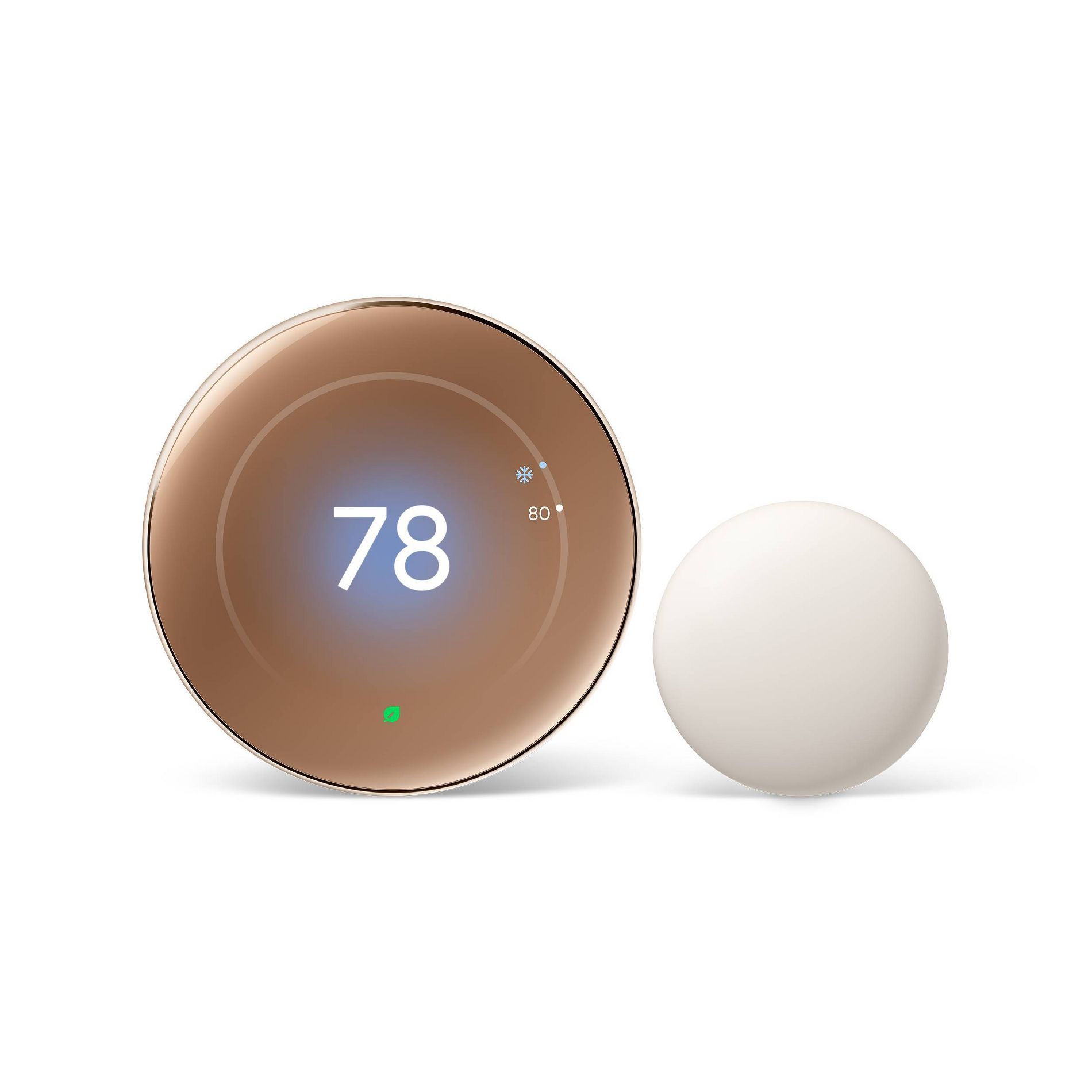 Google Nest Learning Thermostat (4th Gen) with Nest Temperature Sensor (2nd Gen) - Gold: Wi-Fi, Energy Star, Smartphone App