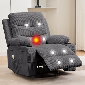 Oversized Recliner Chair, 360 Swivel Rocker Recliner, Manual Glider Chair with Cup Holder, Massage and Heat, Small Single Sofa Chairs - 1 of 4