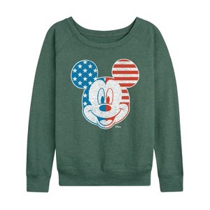 Women's - Disney - Americana Lightweight French Terry Wide Neck Long Sleeve Shirt - 1 of 4