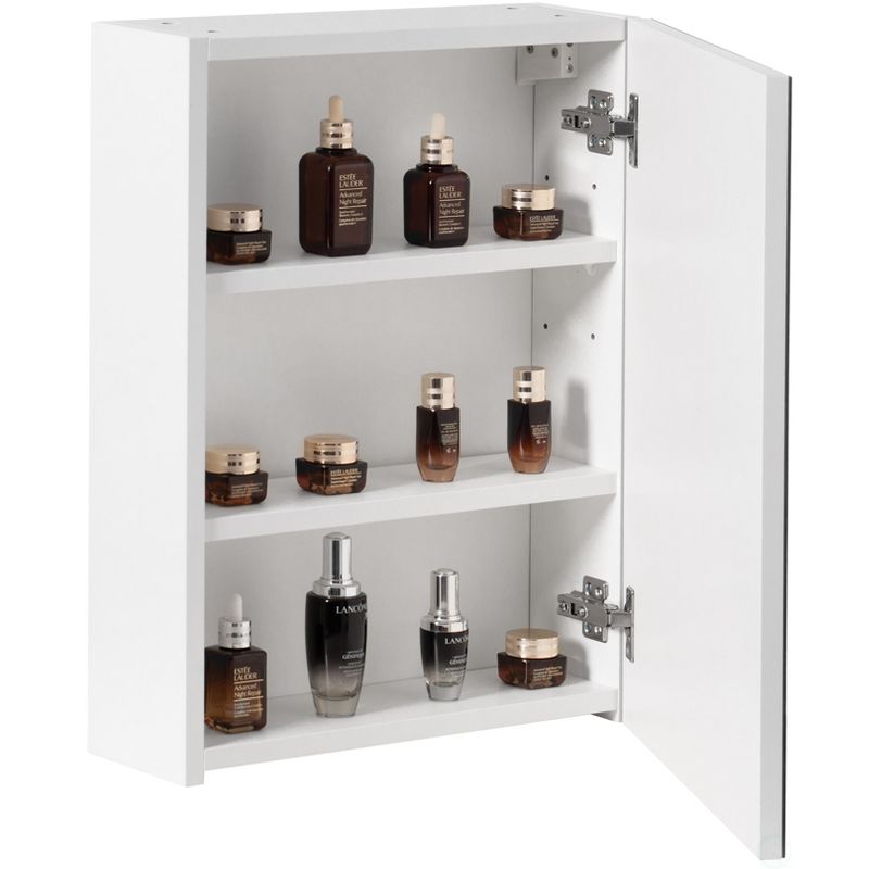 Basicwise Wall Mount Bathroom Mirrored Storage Cabinet with Single Door | 2 Adjustable Shelves Medicine Wood Organizer Storage Furniture, 5 of 8
