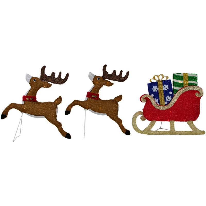 Northlight 59" Lighted Reindeer with Sleigh Christmas Decoration, 1 of 8