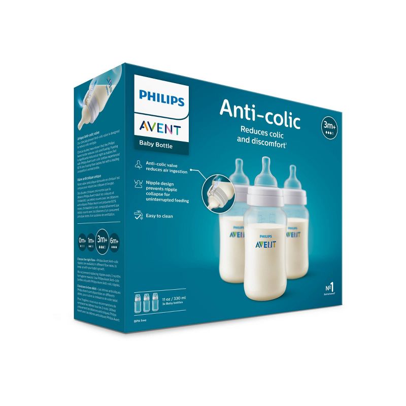 Philips Avent Anti-Colic Baby Bottle - Clear - 11oz/3pk, 4 of 14