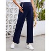 Maternity Pants Women's Smocked High Waisted Comfy Wide Leg Long Pants Pregnancy Casual Loose Yoga Lounge Sweatpants - 2 of 4